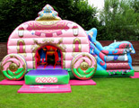 Princess carriage bouncy castle and slide
